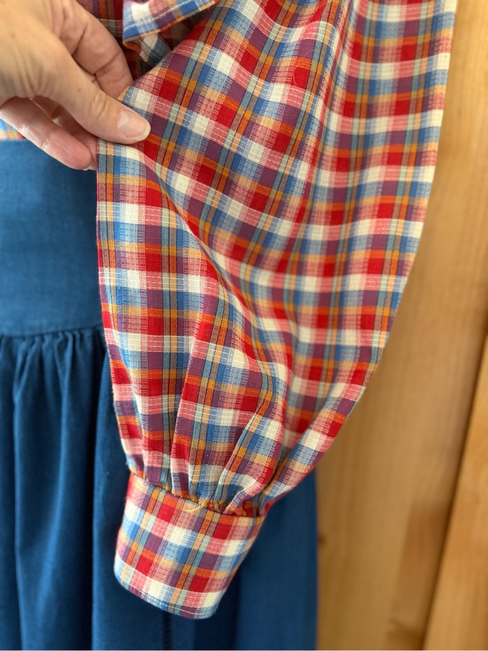 *SOLD* VTG 80s Handmade Plaid Ruffle Blouse Cottagecore Prairie Romantic, S - Picture 11 of 14